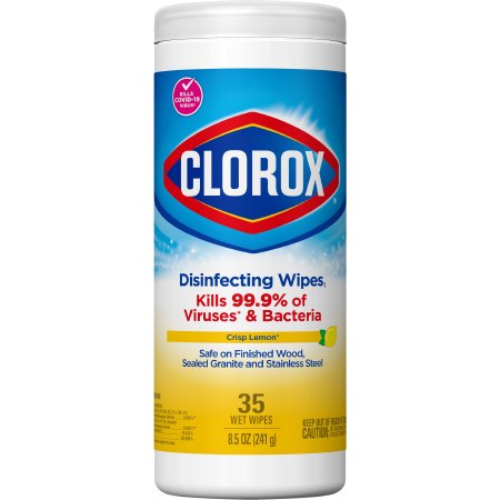 Clorox - Surface Disinfectant Premoistened Manual Pull Wipe 35 Count Canister Lemon Scent NonSterile - 01594