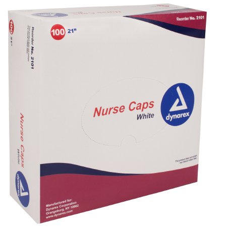 Dynarex - Bouffant Cap One Size Fits Most White Elastic Closure - 2101