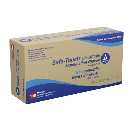 Safe-Touch - Exam Glove Medium NonSterile Nitrile Standard Cuff Length Textured Fingertips Blue Not Chemo Approved - 2512