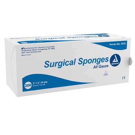 Dynarex - Gauze Sponge Cotton 12-Ply 3 X 3 Inch Square NonSterile - 3233