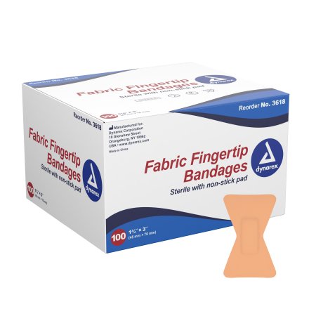 Dynarex - Adhesive Strip 1-3/4 X 3 Inch Fabric Fingertip White Sterile - 3618
