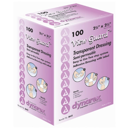 Dynarex View Guard Transparent Film Dressing Rectangle 2-3/8 X 2-3/4 Inch 2 Tab Delivery Without Label Sterile - 3642