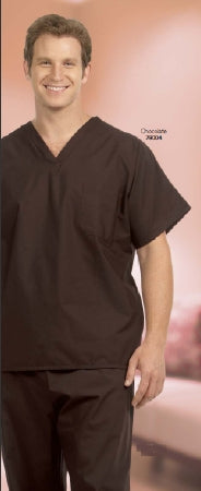 Fashion Seal Uniforms Scrub Shirt Large Chocolate 1 Pocket Extra Long Cap Sleeves Unisex - 78004-L