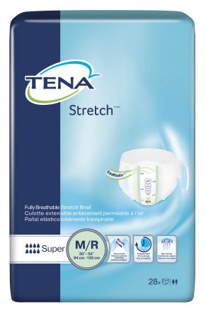 SCA Personal Care TENA Stretch Super Adult Incontinent Brief Tab Closure Medium Disposable Heavy Absorbency - 67902