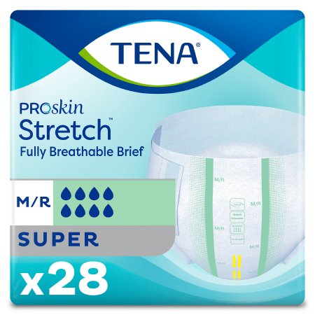 TENA ProSkin Stretch Super - Unisex Adult Incontinence Brief Medium Disposable Heavy Absorbency - 67902