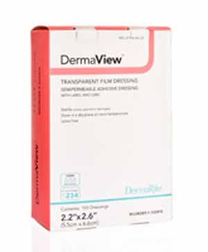 DermaRite Industries DermaView Transparent Film Dressing Rectangle 4 X 5 Inch 2 Tab Delivery With Label Sterile - 00251E