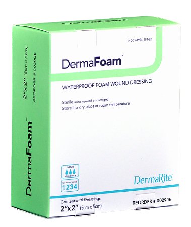 DermaRite Industries DermaFoam Foam Dressing 2 X 2 Inch Square Non-Adhesive without Border Sterile - 00290E