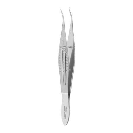 Jarit - Corneal Forceps Castroviejo 4 Inch Length OR Grade German Stainless Steel NonSterile NonLocking Wide Thumb Handle Curved 0.12 mm Wide Teeth - 18-883