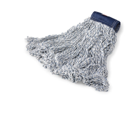 Saalfeld Redistribution Super Stitch Finish Mop Head Looped End Medium White / Blue Blended Reusable - FGD55206WH00