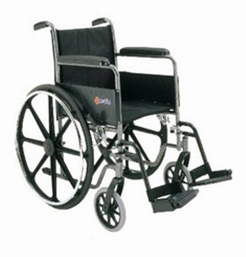 Merits Health Products Wheelchair Dual Axle Full Length Arm Padded Arm Style Composite Mag Wheel Black Upholstery 18 Inch Seat Width 250 Lbs. Weight Capacity - N211AMFZMU