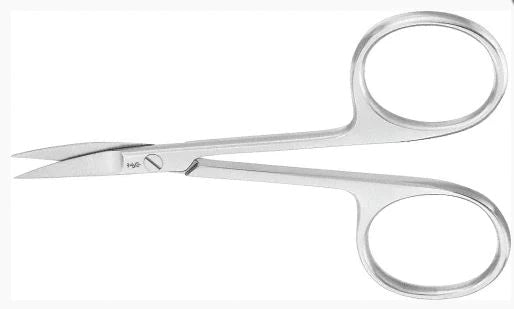 Aesculap - Iris Scissors 3-1/2 Inch Length Surgical Grade Stainless Steel NonSterile Finger Ring Handle Curved Sharp Tip / Sharp Tip - BC101R