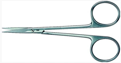 Aesculap - Iris Scissors 4-1/2 Inch Length Surgical Grade Stainless Steel NonSterile Finger Ring Handle Straight Sharp Tip / Sharp Tip - BC106R