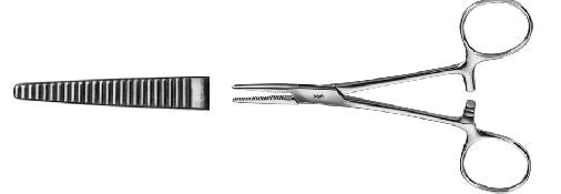 Aesculap - Hemostatic Forceps Spencer-Wells 5-1/8 Inch Length Surgical Grade Stainless Steel NonSterile Ratchet Lock Finger Ring Handle Straight Serrated Jaws - BH332R