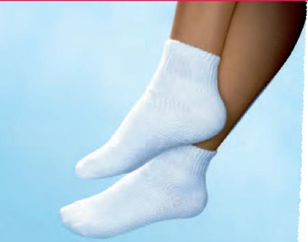 JOBST Sensifoot Mini Crew - Diabetic Compression Socks Ankle High Small White Closed Toe - 110876