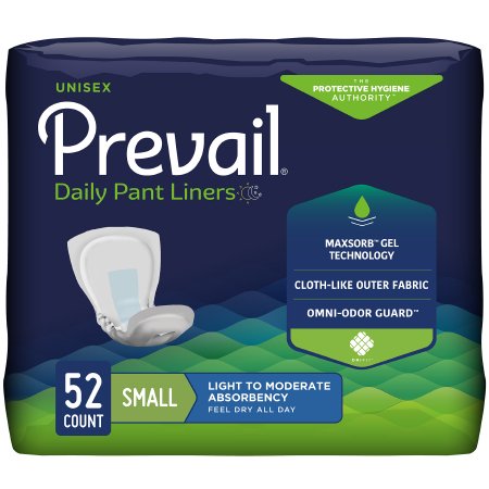 Prevail Daily Pant Liners - Bladder Control Pad 12-1/2 Inch Length Moderate Absorbency Polymer Core Small Adult Unisex Disposable - PL-100/1