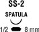 Surgidac - Suture with Needle Nonabsorbable Uncoated White Suture Braided Polyester Size 5 - 0 18 Inch Suture Double-Armed 8 mm Length 1/2 Circle Spatula Needle - D-1780K