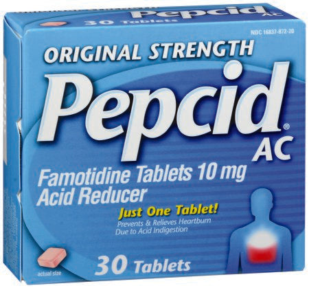 Johnson & Johnson Consumer Pepcid AC Antacid 10 mg Strength Tablet 30 per Box - 70716837872305