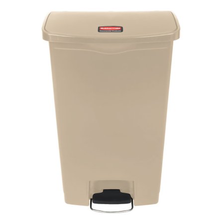 Rubbermaid Slim Jim - Trash Can 18 gal. Rectangular Beige Plastic Step On - 1883460