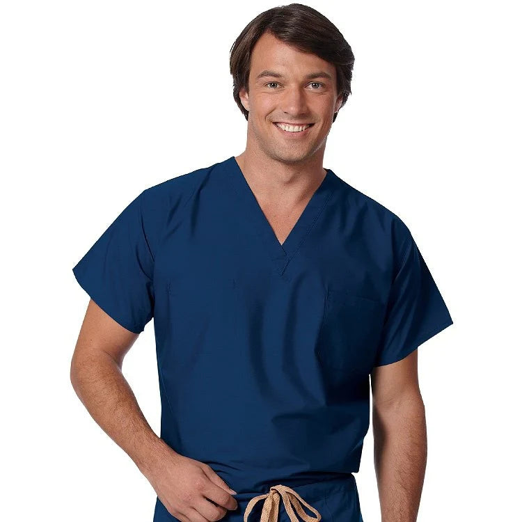 Fashion Seal Uniforms - Scrub Shirt 4X-Large Navy Blue 1 Pocket Short Set-In Sleeve Unisex - 6785-4XL