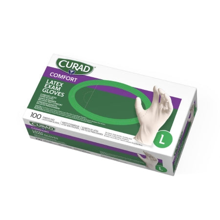Curad - Exam Glove Large NonSterile Latex Standard Cuff Length Fully Textured Beige Not Chemo Approved - Medline - CUR8106