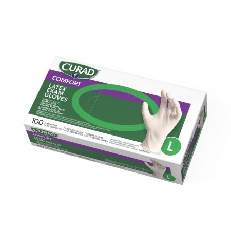 Curad - Exam Glove Large NonSterile Latex Standard Cuff Length Fully Textured Beige Not Chemo Approved - CUR8106