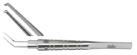 Miltex Miltex Capsulorhexis Forceps Kraff-Utrata 4 Inch OR Grade Stainless Steel (German) NonSterile NonLocking Thumb Handle Angled Blunt Tips - 18-1097