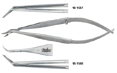 Miltex Miltex Corneal Scissors Katzin 4-1/4 Inch Length Surgical Grade Stainless Steel NonSterile Thumb Handle w/Spring Strongly Curved Left Blade Blunt/Blunt - 18-1587
