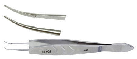 Miltex Miltex Tying Forceps Jaffe 4 Inch OR Grade Stainless Steel (German) NonSterile NonLocking Thumb Handle Curved Very Delicate Smooth Jaws w/0.3 X 6 mm Long Platform - 18-921