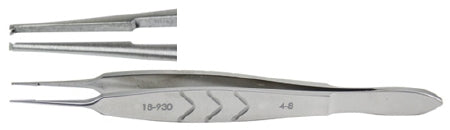 Miltex Tissue Forceps McPherson 4 Inch Straight 0.4 mm Tip, 1 X 2 Teeth, Tying Platform - 18-930
