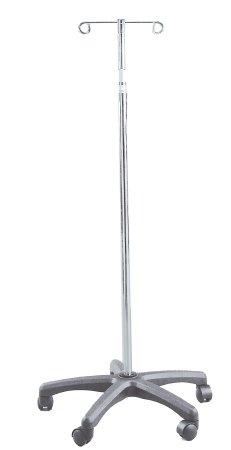 Drive Medical IV Stand 2-Hook Five Swivel Ball Bearing Casters - 13016-2