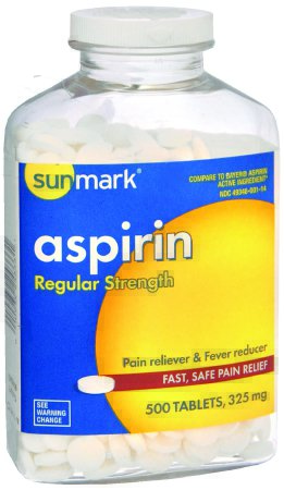 McKesson sunmark Pain Relief 325 mg Strength Aspirin Tablet 500 per Bottle - 49348000114