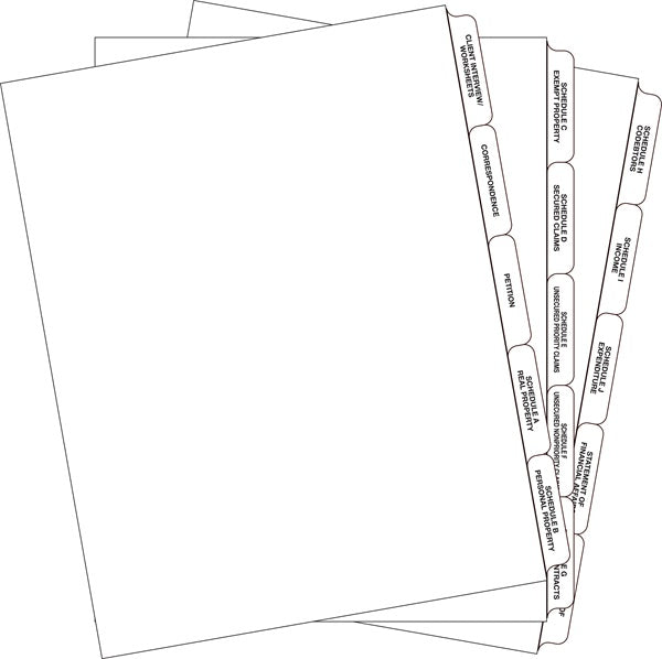 Tabbies Specialty Index Sets, White - 8-1/2"W x 11"H - 1/2", 10 pack Per box - 68302