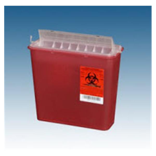 Plasti-Products Inc Container Sharps 5Qt Plastic Horizontal Drop Red/Clear Each, 20 Ea/Ca - 141020