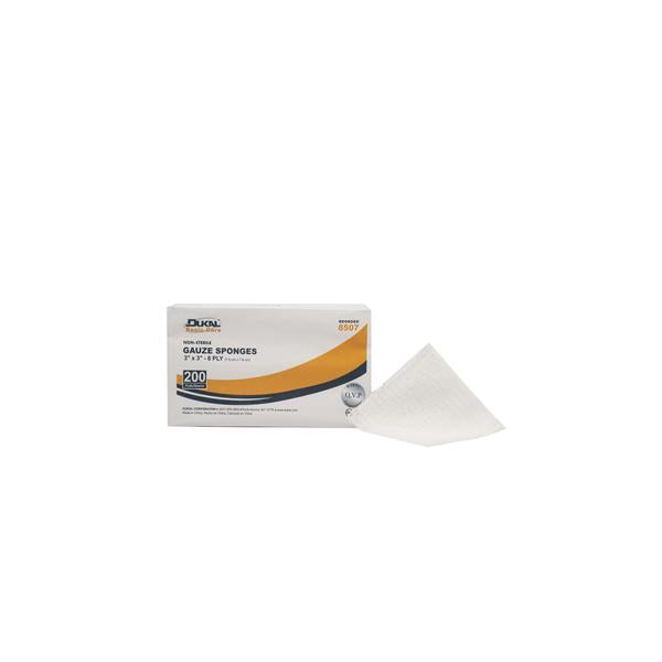 Dukal Corporation Sponge Gauze Cotton 3X3" 8 Ply Non-Sterile Lf 4000/Case - 8507