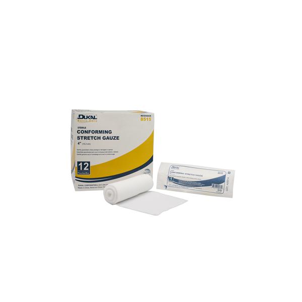 Dukal Corporation Bandage 4" Conforming Gauze White Lf Sterile 12/Package, 1 Pk/Ca - 8515