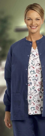 Fashion Seal Uniforms Fashion Blend Warm-Up Jacket Navy Blue X-Large Long Raglan Sleeves Hip Length - 6724-XL