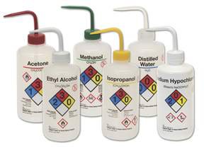 Nalgene Right-to-Know - Safety Wash Bottle Labeled / Narrow Mouth LDPE 500 mL (16 oz.) - 0340911A