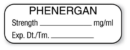 United Ad Label Pre-Printed Label Anesthesia Label Phenergan / Strength_________mg/ml / Exp.Dt./Tm_________ White 1/2 X 1-1/2 Inch - ULAL027