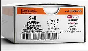 Ti•Cron - Suture with Needle Nonabsorbable Coated Blue Suture Braided Polyester Size 2 - 0 30 Inch Suture 1-Needle 37 mm Length 1/2 Circle Reverse Cutting Needle - 88863309-51
