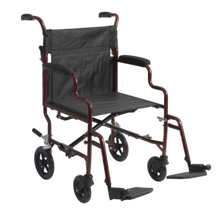 drive - Transport Wheelchair Steel Frame with Red Finish 450 lbs. Weight Capacity Desk Length / Padded / Removable Arm Black Upholstery - BTR22-R