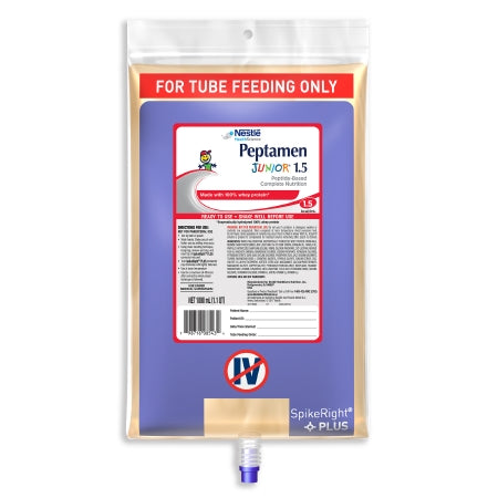Nestle Healthcare Nutrition Peptamen Junior 1.5 Pediatric Tube Feeding Formula 1000 mL Bag Ready to Hang Unflavored Ages 1-13 Years - 798716185431
