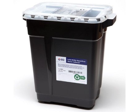 Recykleen - RCRA Waste Container 18-1/2 H X 17-3/4 W X 11-3/4 D Inch 9 Gallon Black Base / Translucent Top Vertical Entry Gasketed Sliding Lid - 305069