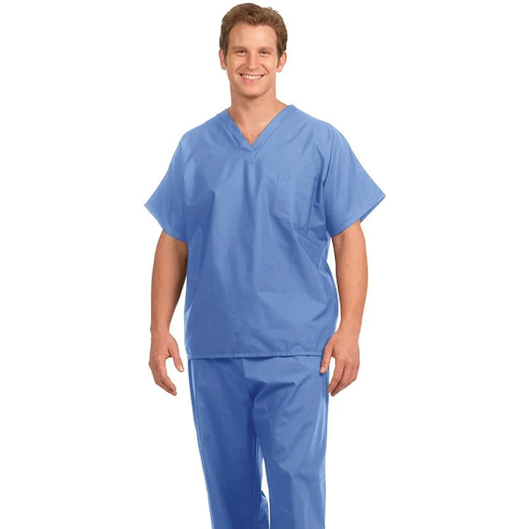 Fashion Seal Uniforms - Scrub Shirt Small / Tall Blueberry 1 Pocket Extra Long Cap Sleeve Unisex - 6830-S