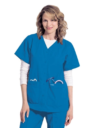 Landau Uniforms - Scrub Shirt Small True Red 4 Pockets Short Set-In Sleeve Female - 8232TRP