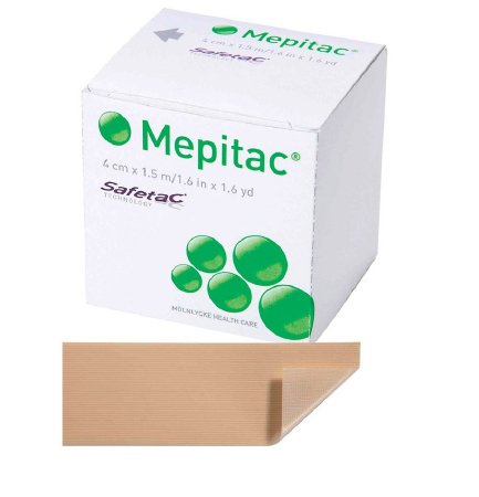 Molnlycke Mepitac Medical Tape Skin Friendly Silicone 1-1/2 X 59 Inch Tan NonSterile - 298400