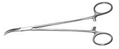 Padgett - Hemostatic Forceps Mosquito 4-3/4 Inch Length Surgical Grade Stainless Steel NonSterile Ratchet Lock Finger Ring Handle Curved Long Serrated Jaws - FLM-135