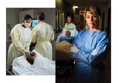 Halyard Tri-Layer - Protective Procedure Gown X-Large Blue NonSterile AAMI Level 2 Disposable - 69987