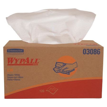 Kimberly Clark WypAll L30 Task Wipe Light Duty White NonSterile Double Re-Creped 9-4/5 X 10 Inch Disposable - 3086