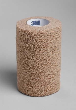 3M Coban Cohesive Bandage 4 Inch X 5 Yard Standard Compression Self-adherent Closure Tan NonSterile - 1584