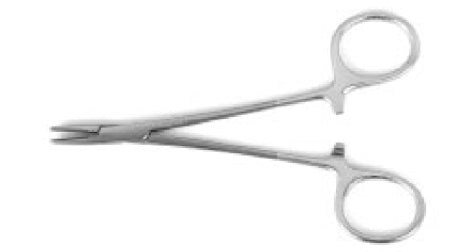 Teleflex Medical Needle Holder 4-3/4 Inch Straight, Delicate Smooth Jaw, 15 X 2 mm jaw Finger Ring Handle, Bright Finish - 510325